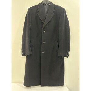 JOS A BANK Mens 38R Black WOOL CASHMERE Long Overcoat Dress Coat